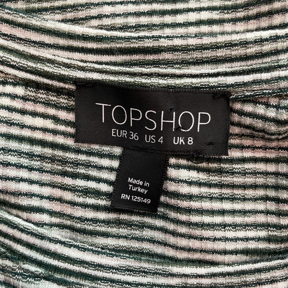 Topshop Green Striped Skater Stretch Dress - Picture 9 of 16
